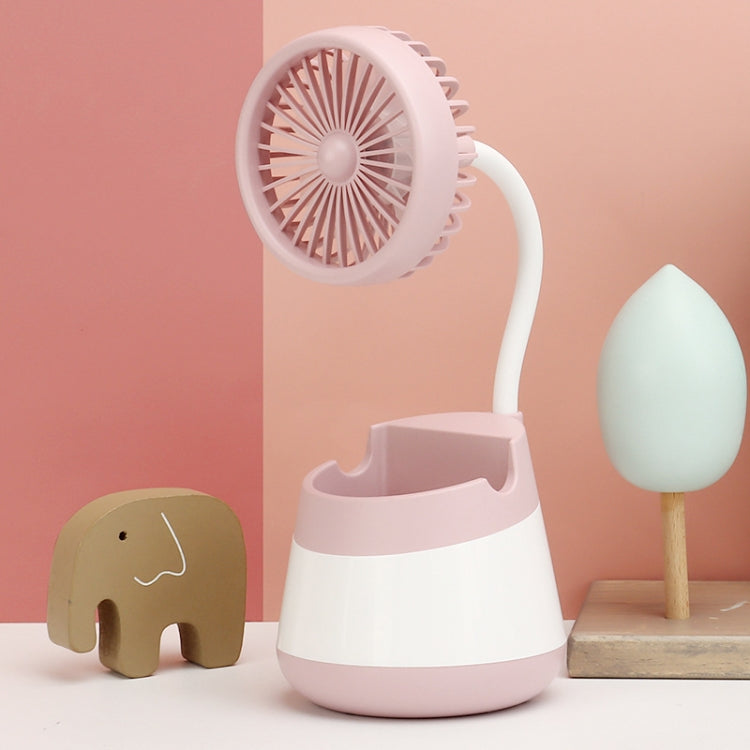276A USB Charging Desktop Pen Holder Fan with Phone Holder Function Dormitory Portable Fan(Pink) - Electric Fans by PMC TechLife | Online Shopping South Africa | PMC TechLife | Buy Now Pay Later Mobicred