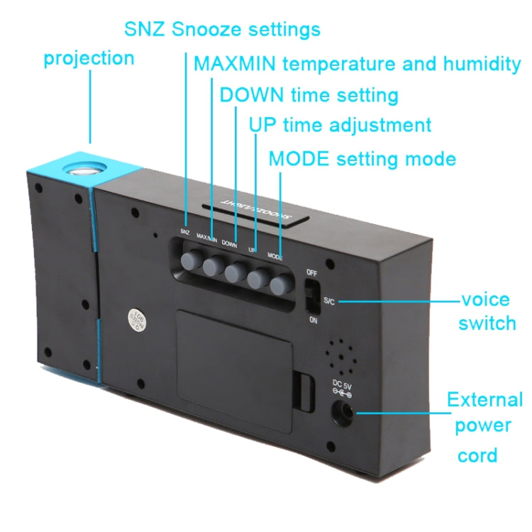 8290 Electronic Colour Screen Weather Clock Weather Forecast Projection Clock Rotatable Digital Clock Without USB Cable - Novelty Clock by PMc TechLife | Online Shopping South Africa | PMc TechLife | Buy Now Pay Later Mobicred