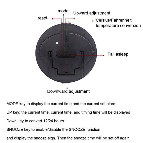 3885N Modern Silent Electronic Clock LCD Large Character Clock(Black)
