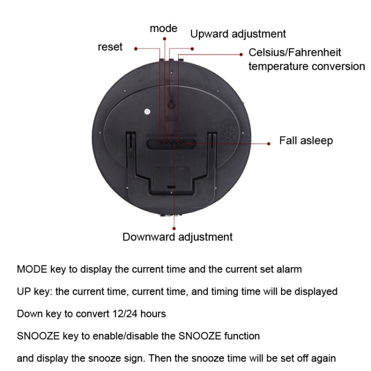 3885N Modern Silent Electronic Clock LCD Large Character Clock(Black)