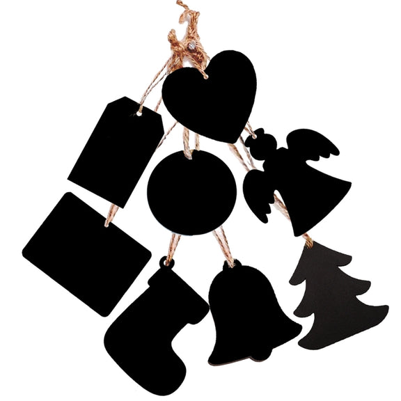 10pcs/Set Mini Hanging Wooden Message Board Home Holiday Decor Lanyard Chalkboard(Arched)