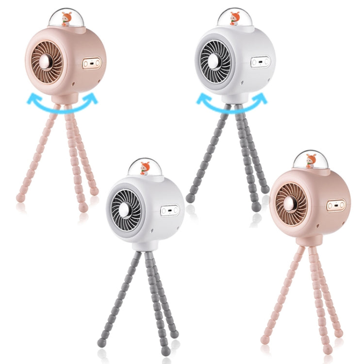 Baby Stroller Fan Home Mute Outdoor Cooling Portable Rabbit Octopus Fan With Shake Head (White)