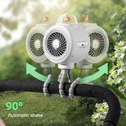 Baby Stroller Fan Home Mute Outdoor Cooling Portable Rabbit Octopus Fan Without Shake Head (Pink)