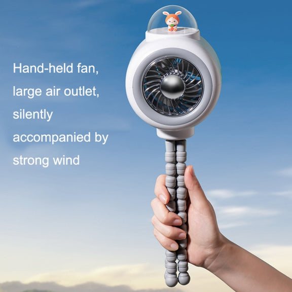Baby Stroller Fan Home Mute Outdoor Cooling Portable Rabbit Octopus Fan With Shake Head (White)