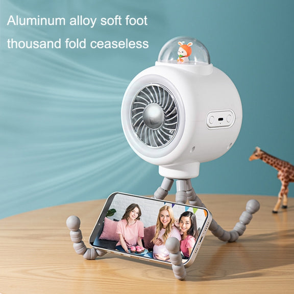 Baby Stroller Fan Home Mute Outdoor Cooling Portable Rabbit Octopus Fan Without Shake Head (White)
