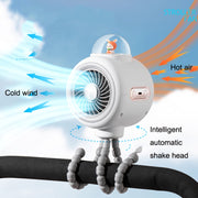 Baby Stroller Fan Home Mute Outdoor Cooling Portable Rabbit Octopus Fan With Shake Head (White)