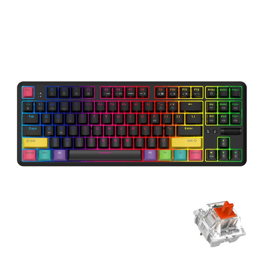 Ajazz K870T 87-Key Hot Swap Bluetooth/Wired Dual Mode RGB Backlight Office Game Mechanical Keyboard Red Shaft (Black) - free shipping - PMC Jewellery - Order now!
