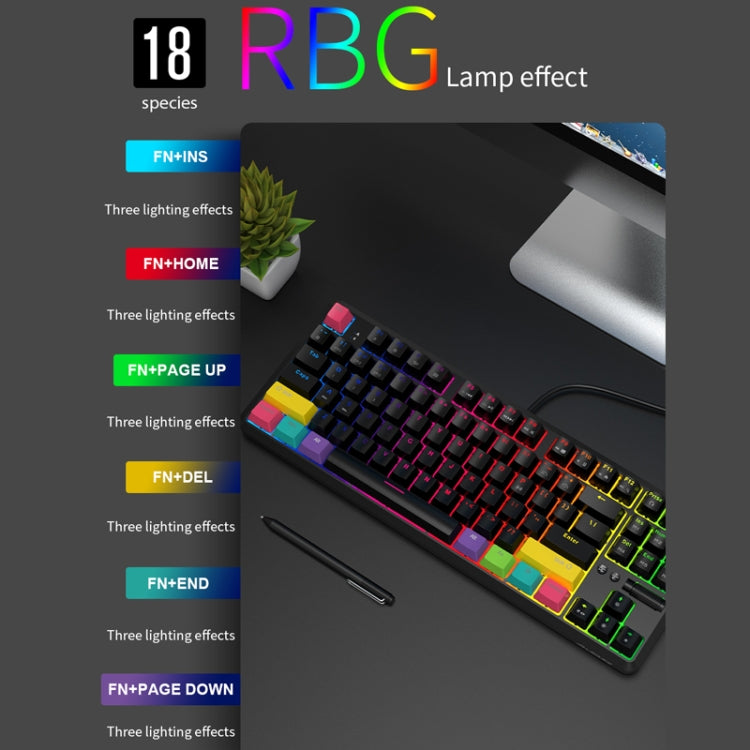 Ajazz K870T 87-Key Hot Swap Bluetooth/Wired Dual Mode RGB Backlight Office Game Mechanical Keyboard Tea Shaft (Black) - free shipping - PMC Jewellery - Order now!