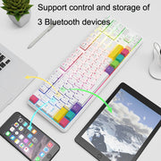 Ajazz K870T 87-Key Hot Swap Bluetooth/Wired Dual Mode RGB Backlight Office Game Mechanical Keyboard Green Shaft (White)