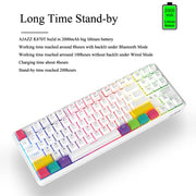 Ajazz K870T 87-Key Hot Swap Bluetooth/Wired Dual Mode RGB Backlight Office Game Mechanical Keyboard Tea Shaft (White)