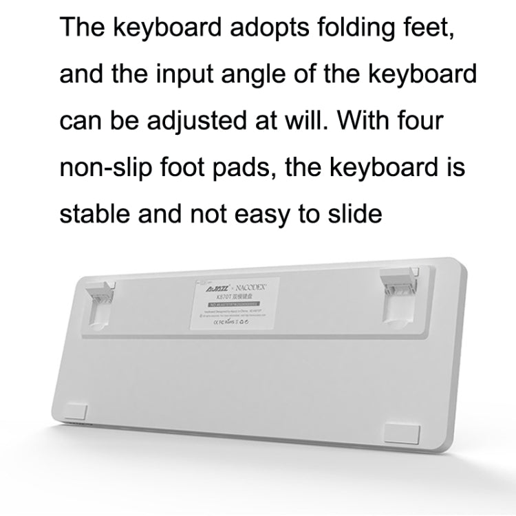 Ajazz K870T 87-Key Hot Swap Bluetooth/Wired Dual Mode RGB Backlight Office Game Mechanical Keyboard Green Shaft (White)