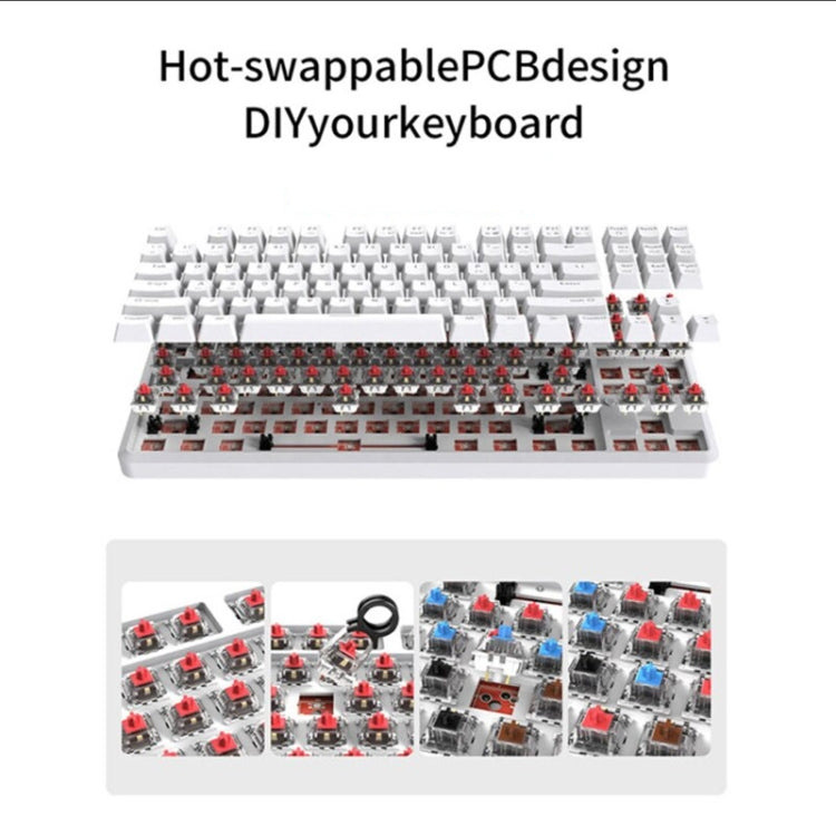 Ajazz K870T 87-Key Hot Swap Bluetooth/Wired Dual Mode RGB Backlight Office Game Mechanical Keyboard Tea Shaft (Black) - free shipping - PMC Jewellery - Order now!