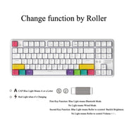 Ajazz K870T 87-Key Hot Swap Bluetooth/Wired Dual Mode RGB Backlight Office Game Mechanical Keyboard Green Shaft (White)