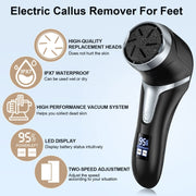 JD-510 Rechargeable Electric Foot Callus Remover with Vacuum Cleaner 10 In 1 Kit White