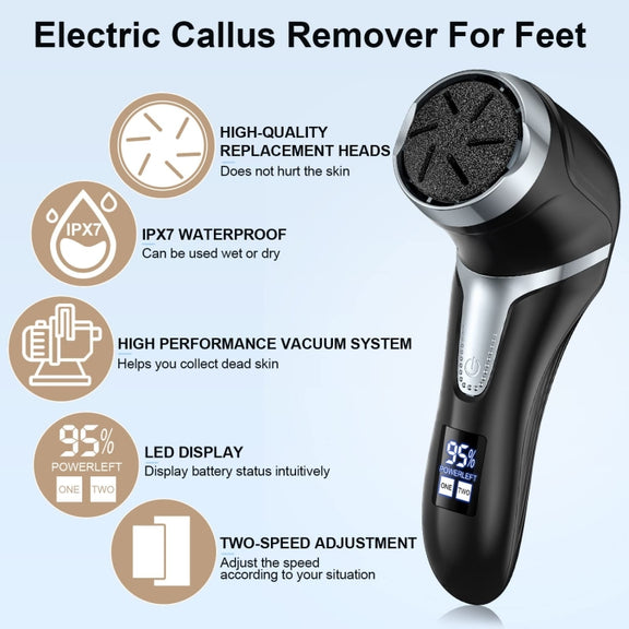 JD-510 Rechargeable Electric Foot Callus Remover with Vacuum Cleaner 10 In 1 Kit White