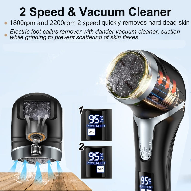 JD-510 Rechargeable Electric Foot Callus Remover with Vacuum Cleaner 10 In 1 Kit White