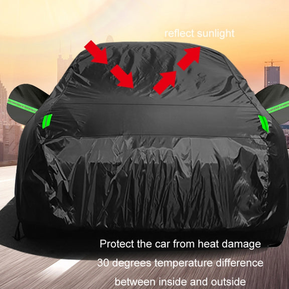 190T Silver Coated Cloth Car Rain Sun Protection Car Cover with Reflective Strip, Size: M