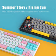 Ajazz K870T Pro 87 Keys Three Mode Wireless/Bluetooth/Wired Pluggable RGB Mechanical Keyboard Tea Shaft (White)