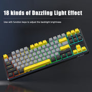 Ajazz K870T Pro 87 Keys Three Mode Wireless/Bluetooth/Wired Pluggable RGB Mechanical Keyboard Green Shaft (White)