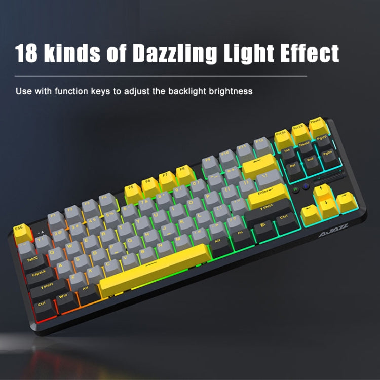 Ajazz K870T Pro 87 Keys Three Mode Wireless/Bluetooth/Wired Pluggable RGB Mechanical Keyboard Green Shaft (White)