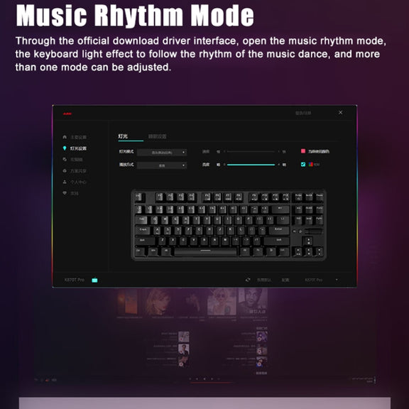 Ajazz K870T Pro 87 Keys Three Mode Wireless/Bluetooth/Wired Pluggable RGB Mechanical Keyboard Green Shaft (White)