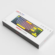 Ajazz K870T Pro 87 Keys Three Mode Wireless/Bluetooth/Wired Pluggable RGB Mechanical Keyboard Green Shaft (White)