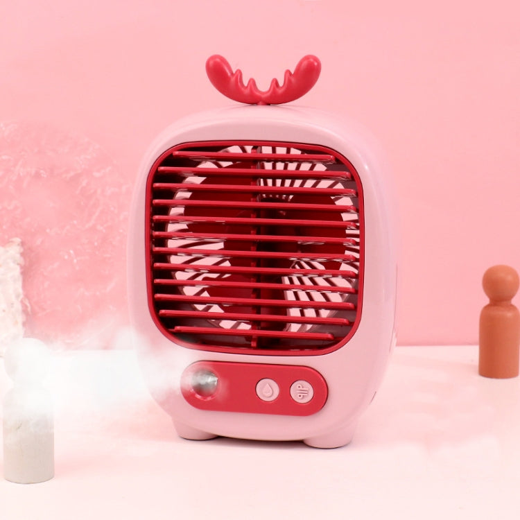 1315 Spray Humidification Hydrating Cartoon Fan USB Charging Desktop Fan(Deer Pink) - Electric Fans by PMC TechLife | Online Shopping South Africa | PMC TechLife | Buy Now Pay Later Mobicred