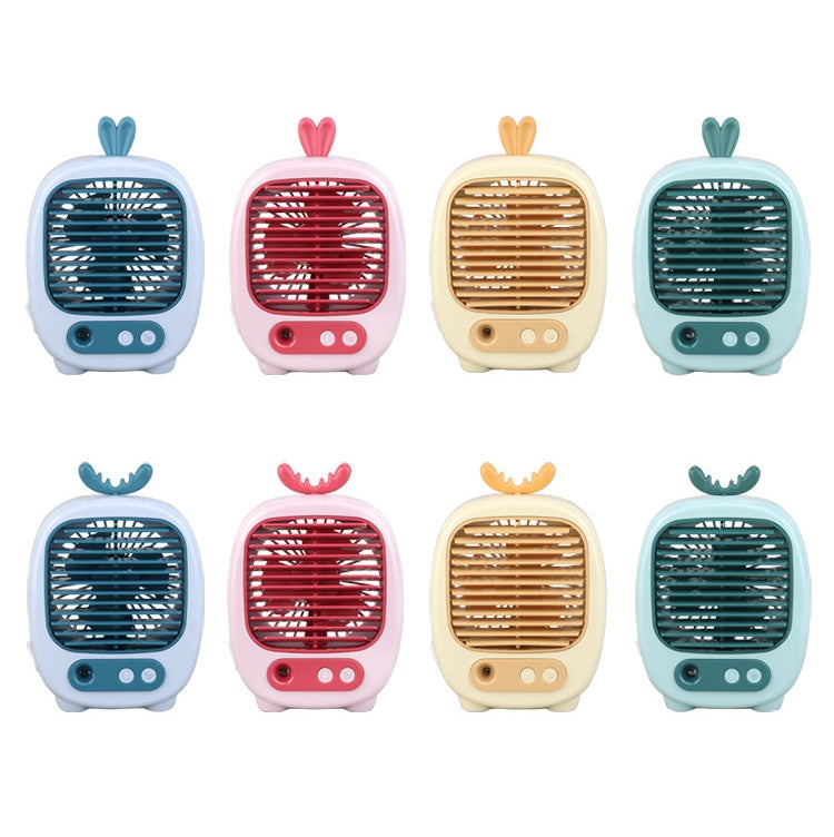 1315 Spray Humidification Hydrating Cartoon Fan USB Charging Desktop Fan(Bunny Blue)