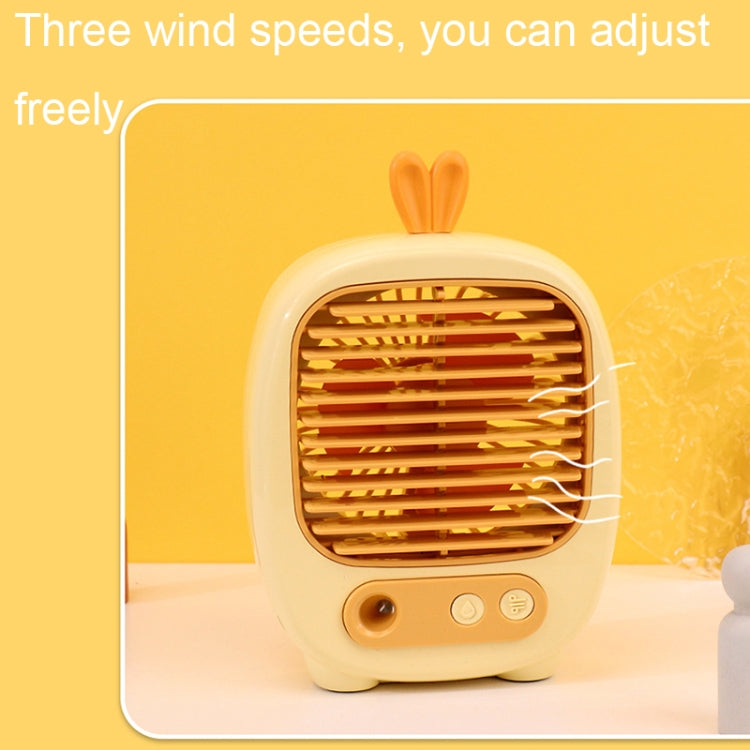 1315 Spray Humidification Hydrating Cartoon Fan USB Charging Desktop Fan(Bunny Green)