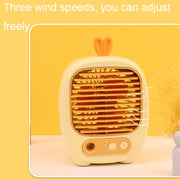 1315 Spray Humidification Hydrating Cartoon Fan USB Charging Desktop Fan(Deer Blue)