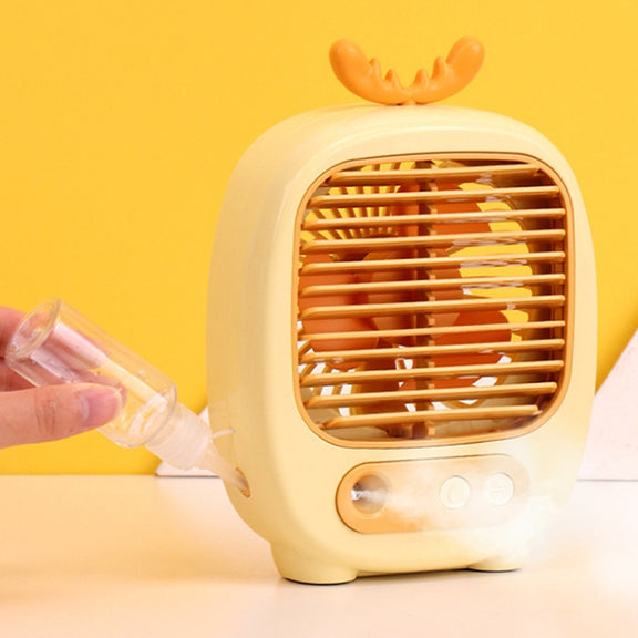 1315 Spray Humidification Hydrating Cartoon Fan USB Charging Desktop Fan(Bunny Yellow)