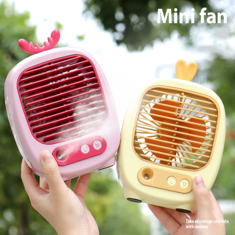 1315 Spray Humidification Hydrating Cartoon Fan USB Charging Desktop Fan(Bunny Blue)