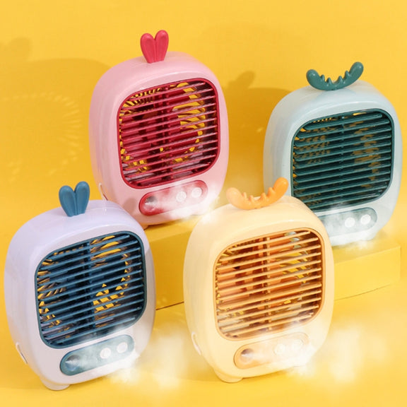1315 Spray Humidification Hydrating Cartoon Fan USB Charging Desktop Fan(Bunny Pink)