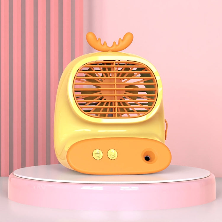 CS1319 Desktop Small Hydrating Spray Cartoon Fan Rechargeable Silent Humidifying Fan(Deer Yellow) - Electric Fans by PMC TechLife | Online Shopping South Africa | PMC TechLife | Buy Now Pay Later Mobicred