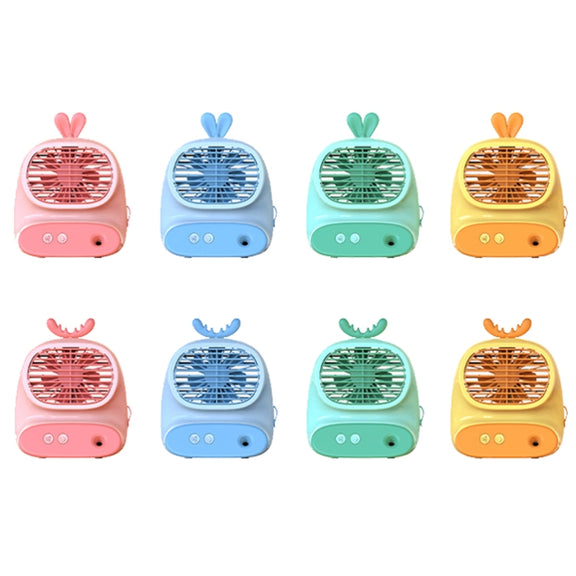 CS1319 Desktop Small Hydrating Spray Cartoon Fan Rechargeable Silent Humidifying Fan(Bunny Blue)