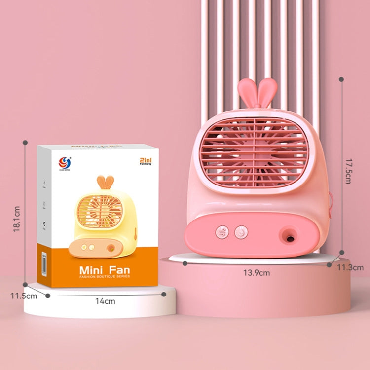 CS1319 Desktop Small Hydrating Spray Cartoon Fan Rechargeable Silent Humidifying Fan(Bunny Green)
