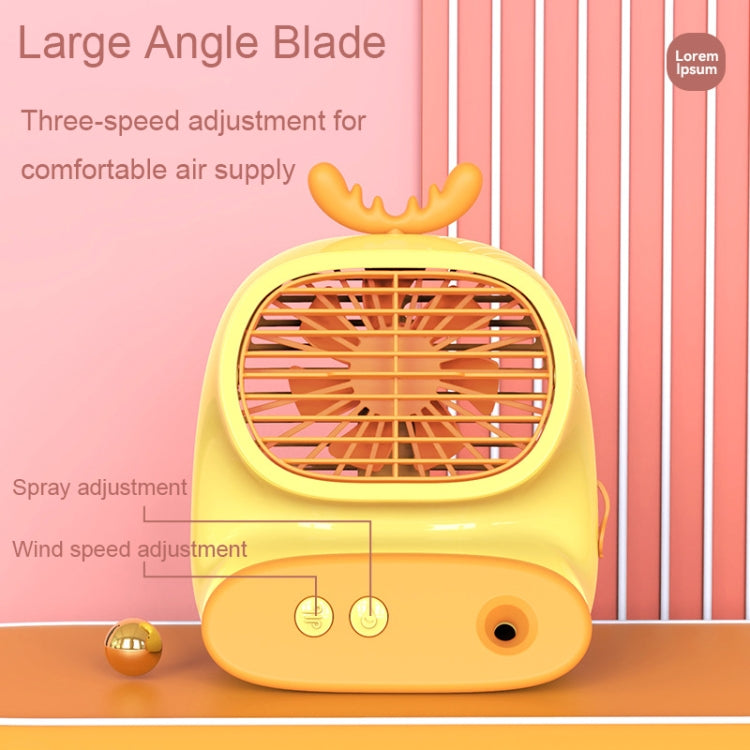 CS1319 Desktop Small Hydrating Spray Cartoon Fan Rechargeable Silent Humidifying Fan(Bunny Green)