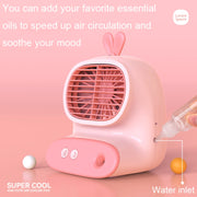 CS1319 Desktop Small Hydrating Spray Cartoon Fan Rechargeable Silent Humidifying Fan(Bunny Yellow)