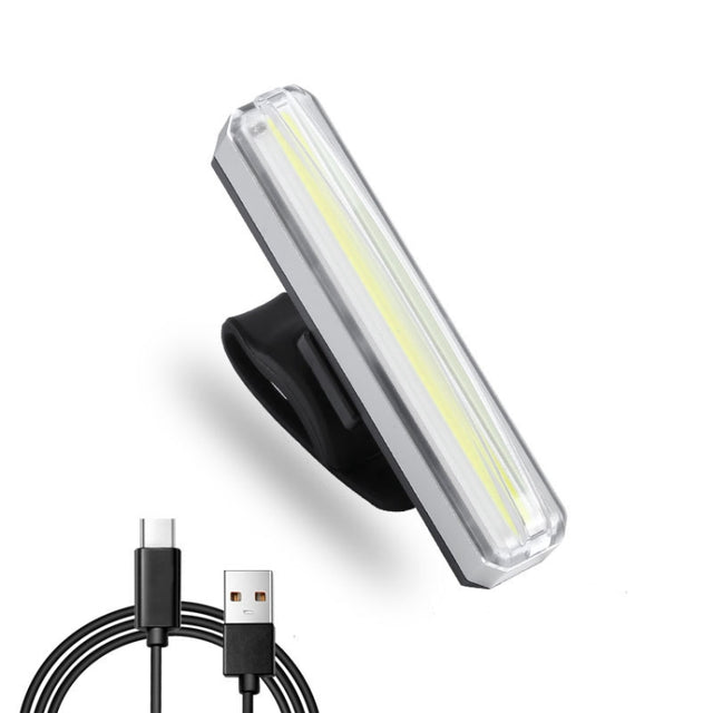 Bicycle Tail Light USB Rechargeable Water-resistant Night Riding Warning Light(White)
