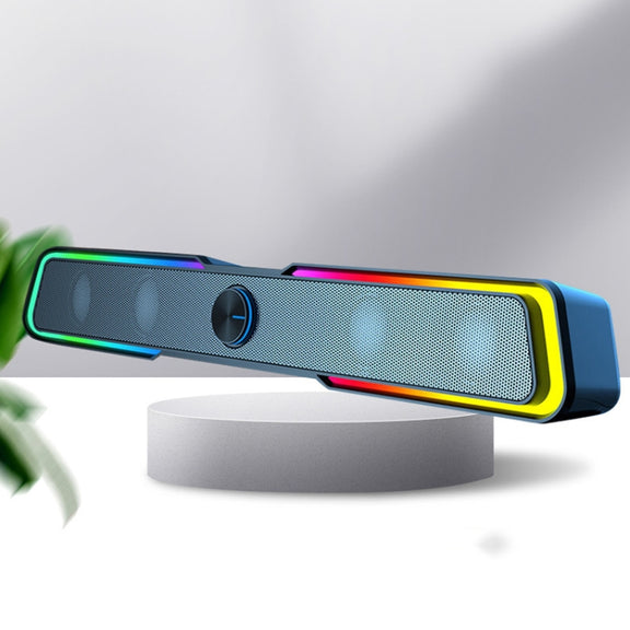 Wired+Bluetooth Version DHE6002S RGB Lights HiFi Sound Effect Computer Audio Desktop Long Strip Speakers
