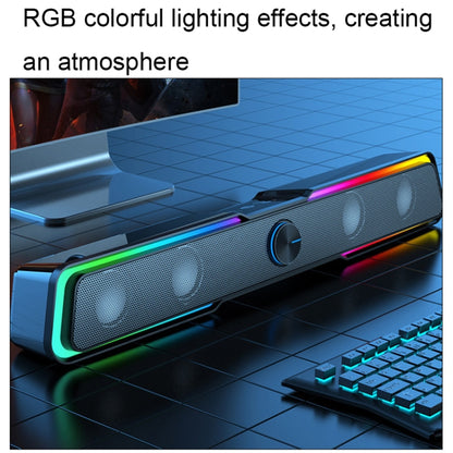 Wired+Bluetooth Version DHE6002S RGB Lights HiFi Sound Effect Computer Audio Desktop Long Strip Speakers -  by PMC Jewellery | Online Shopping South Africa | PMC Jewellery | Buy Now Pay Later Mobicred