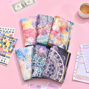 A6 Mandala Binder Financial Plan Notebook PU Leather Cash Budget Book(Star Black)