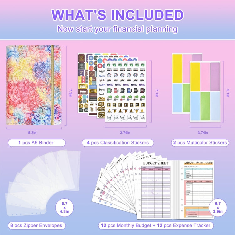 A6 Mandala Binder Financial Plan Notebook PU Leather Cash Budget Book(Gorgeous Pink) - Notebooks by PMc TechLife | Online Shopping South Africa | PMc TechLife | Buy Now Pay Later Mobicred