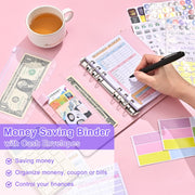 A6 Mandala Binder Financial Plan Notebook PU Leather Cash Budget Book(Star Black)