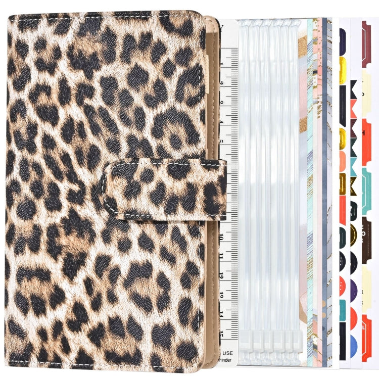 A6 Leopard Print Cash Budget Notebook  Loose Leaf Financial Management Notepad(Beige Brown) - free shipping - PMC TechLife - Order now!