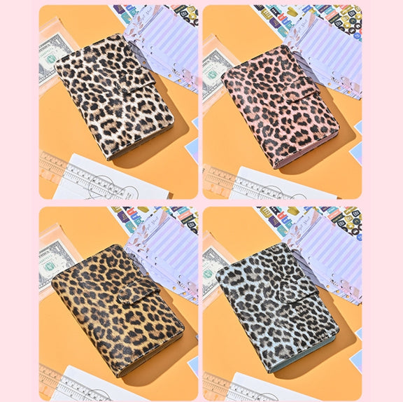 A6 Leopard Print Cash Budget Notebook  Loose Leaf Financial Management Notepad(Blue)