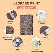 A6 Leopard Print Cash Budget Notebook  Loose Leaf Financial Management Notepad(Deep Brown)