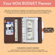A6 Leopard Print Cash Budget Notebook  Loose Leaf Financial Management Notepad(Cow Pattern Black White)