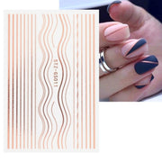 Gold Silver Manicure Stickers Imitation Metal Line Adhesive Nail Stickers(Stz-GS011 Rose Gold)
