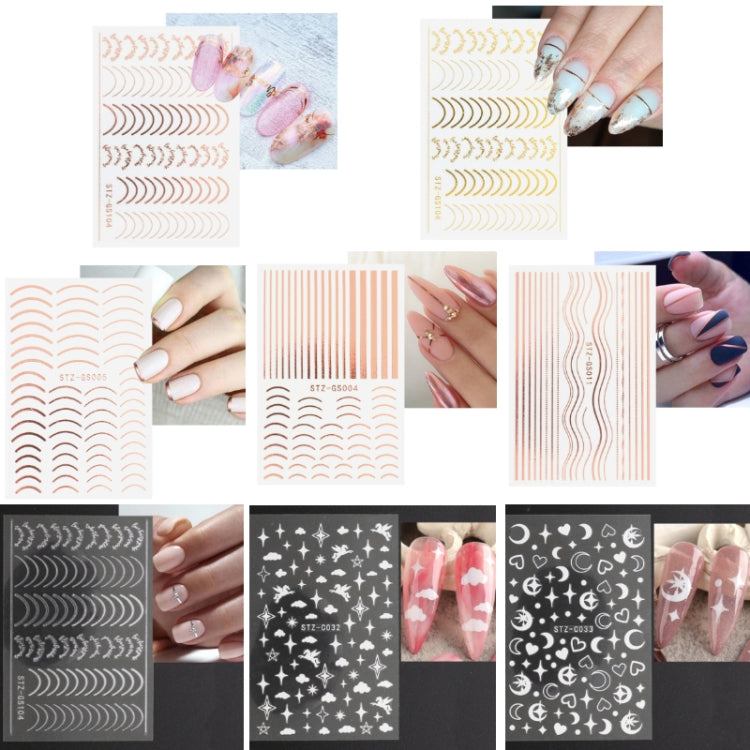 Gold Silver Manicure Stickers Imitation Metal Line Adhesive Nail Stickers(Stz-GS004 Rose Gold)